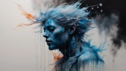 bioluminescent marble creature, covered with glowing crystals, fire and water particles in air, very dark room, minimalist, Wadim Kashin, Willem Haenraets, Carne Griffiths, alcohol ink, Paul Lovering, surreal, beautiful, intricately detailed, a masterpiece