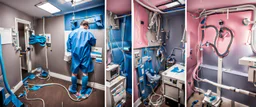 diy kidney transplant operating room in a house, duct tape all over the walls