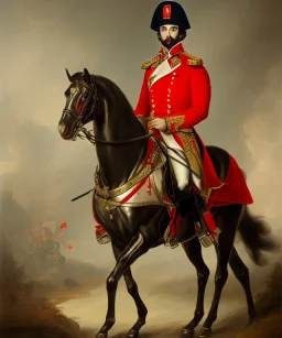 Negro Felipe, 1800's military red uniform,