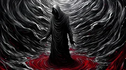 ritual Frank Miller long view texture fibonacci oil painting single colour inspiring intense eerie motion goth