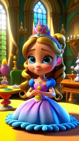 With ribbons and bows, and a table so neat, She readies the castle for a magical feat. The aroma of tea, in the air, starts to twirl, As Princess Penelope invites every boy and girl. , cartoon,3D