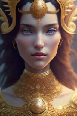 A small cute fantasy creature, head and shoulders portrait, 8k resolution concept art portrait by Greg Rutkowski, Artgerm, WLOP, Alphonse Mucha dynamic lighting hyperdetailed intricately detailed Splash art trending on Artstation triadic colors Unreal Engine 5 volumetric lighting Splash art fantasy"