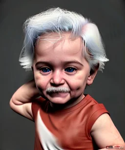 Pedro almodovar toddler, full body, white hair, dramatic lighting, hyper realistic