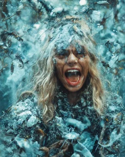 horror, swarming mechanical robotic insects, screaming woman, decay