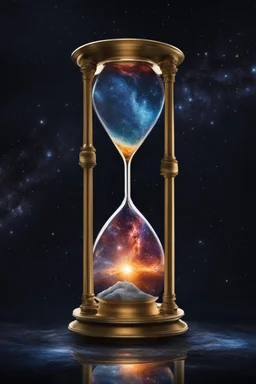 The galaxy pouring through an hourglass, hig detailed, sharp focus, etheraly, stunning, nebula, stars, deep colors, perfect composition