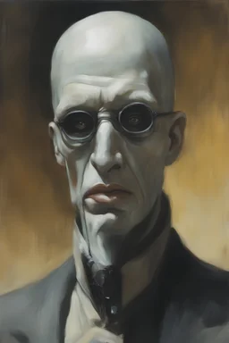 a closeup facial portrait of the Invisible Man - extreme action pose - oil painting by Gerald Brom