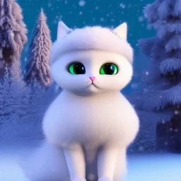 Cute beautiful princess cat girl wearing a puffy jacket in a winter wonderland; green shimmering eyes, magical view, extremely detailed fur, high quality picture, beautiful full volumetric lighting, cinematic shimmering illumination, brilliant coloring, smooth, sharp focus, crispy quality, vray; Pixar, Disney, Artstation; HD, HDR, SF, CGSociety, 16k, photorealistic, unreal engine