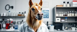 we absolutely should should mix horses and dogs scientist lab, mad scientist portrait