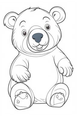 coloring page for kids, bear, cartoon style, thick outline, low details, no shading, no color