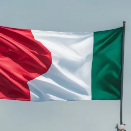 A tricolour flag in green white and blue; fuzing with a polish flag