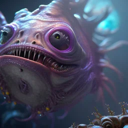 fluid ink angler fish creature, unreal engine 5, 8k resolution, photorealistic, ultra detailed