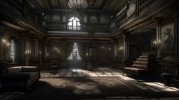 Sprawling mansion, hidden rooms with cursed artifacts, channeling dark mystery anime vibes.