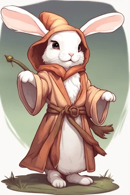 Cute bunny floppy ears adventurer wizard robe dnd art realism