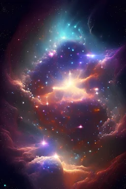 Create a beautiful picture of the multiverse, beautiful nebula, stars glistening, sparkling, shimmering and shinning
