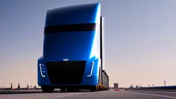 A Tesla semi-truck is racing at top speed, on the 'Cloud City' of the planet Bespin (from Star Wars). CINEMATIC. WIDE ANGLE LENS.