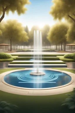 square logo, Melody of Fountains Park, landscape design of the park in the style of music and musicals