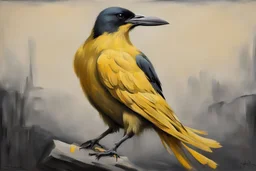 yellow Crow with scarf .19th painting