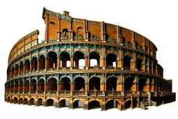 A bronze colored coliseum painted by Gustav Klimt