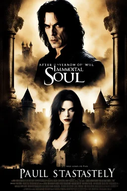 Movie Poster -- "Immortal Soul," Paul Stanley - After witnessing the murder of his wife, at the hands of an evil vampire, Paul vows to avenge her death even if it takes him to the end of time, but he must become that which he loathes the most, a vampire. The evil vampire lures him to his castle, where he imprisons him, tortures him, and ultimately turns him. But he, still vowing to avenge his wife's death, escapes the vampires clutches to fight another day.