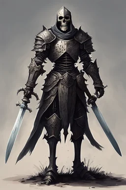 dark age armored skeleton knight with sword