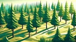 Planting new trees. planting new trees in an open area of a mountain. conifer trees. Hand edited generative AI.