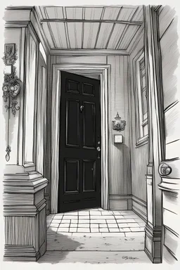 An eleven your old boy finds a black door in the hallway of an old Victorian house.