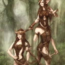 dungeons and dragons female elf druid, brown hair, brown eyes, pale skin, realistic, full body