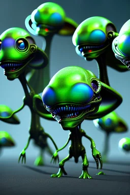 aliens invade clean art NFT, blender 3d