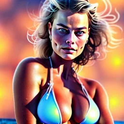 fullbody portrait of voluptuous atletic beautiful young Margot Robbie in bikini Diego Velázquez style