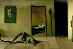 a chimera in a liminal room depicted by balthus