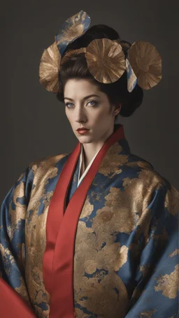 drew luther in oblivion, 20142014 b art project photography bsc photography d, in the style of sandra chevrier, elaborate kimono, joachim beuckelaer, photorealistic detail, american prints 1880–1950, light bronze and indigo --ar 127:128