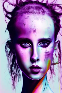 Danish singer MØ face, Abstract, purple tones,