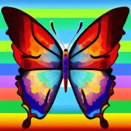 rainbow cartoon butterfly 700 x 700 logo circle, realistic, van Gogh volumetric lighting, game of thrones