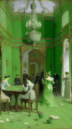 A light green toxic casino painted by Claude Monet