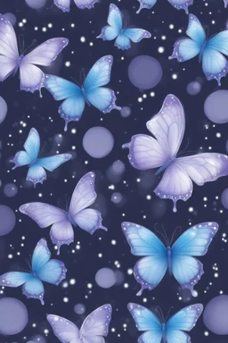 Lavender and light blue butterflies and bubbles in the snow