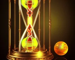 a glowing hourglass, realistic, meticulously detailed, intricately detailed