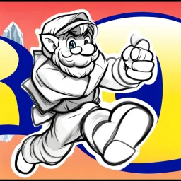 Male Fantasy RPG character, chaabi kawaii Mario proportions, lord of the rings inspiration, Vandyke beard, with a long ribbon held out in front as he runs from behind a large rock at an angle, isometric game