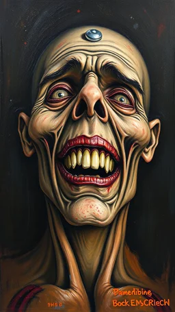Bosch painting style nightmare , face of happiness