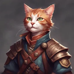 dnd, portrait of male cat-human bard