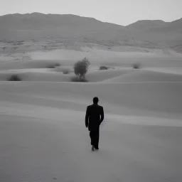 Beautiful surreal iraq landscape with Janez Zega walking alone