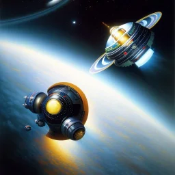 chris foss painting of a space orbit