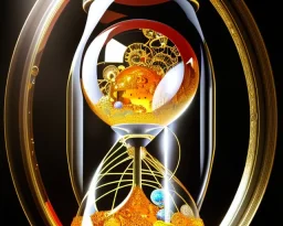 Cosmo space inside the glass of an hourglass, intricate, realistic, digital art, meticulously detailed