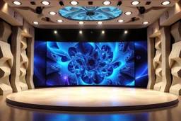 modern stage with 3D recursive fractal structure animating background