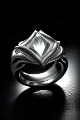 A gray diamond-shaped translucent gem wrapped around a bright candle flame in the ring.