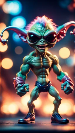 twisted rocker alien gremlin virgin pimp snatcher flexing muscles in heaven,bokeh like f/0.8, tilt-shift lens 8k, high detail, smooth render, down-light, unreal engine, prize winning