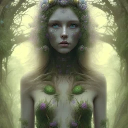 Portrait of beautiful girl, face dept of field, plant, metal, feathers, Dryad, fae, sidhe, ominous, nature, plants, wildflower, facepaint, dnd character portrait, intricate, oil on canvas, masterpiece, expert, insanely detailed, 4k resolution, retroanime style, cute big circular reflective eyes, cinematic smooth, intricate detail , soft smooth lighting, soft pastel colors, painted Renaissance style,sharp fucus, bokeh,macro lens, 1500mm lens