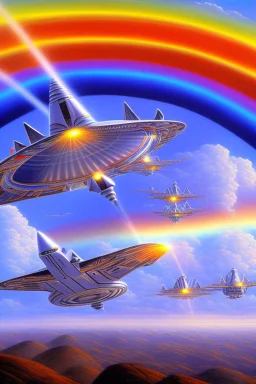 intergalactic very beautiful ufo rainbow futurist,mother ship pleiadien