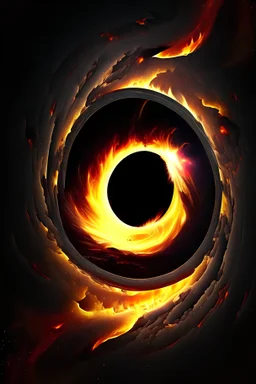 black hole with flames