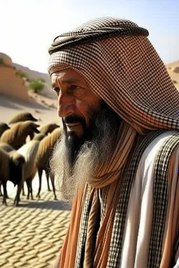 دعة في الصحراء وهو يرعا الجمال