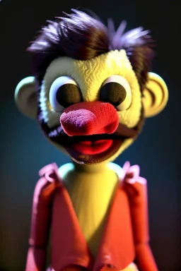 Waist up muppet Portrait, Nicolas maduro muppet doll, mustache, photo studio, red background, unreal engine 5, concept art, art station, ray tracing, lumen lighting, ultra detail, volumetric lighting, 3d.